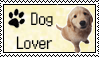 Stamp of puppy golden retriever with the text Dog Lover