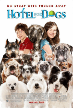 Sparkly gif of the DVD cover of the movie Hotel for Dogs