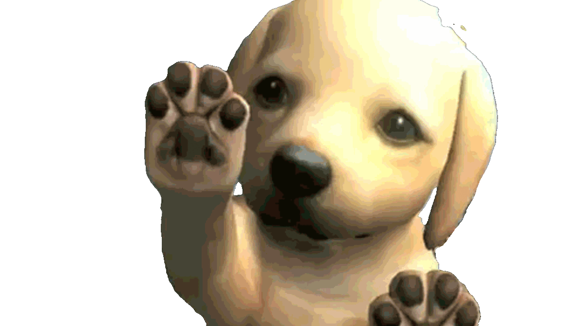 Gif of nintendogs golden labrador puppy pawing at the screen